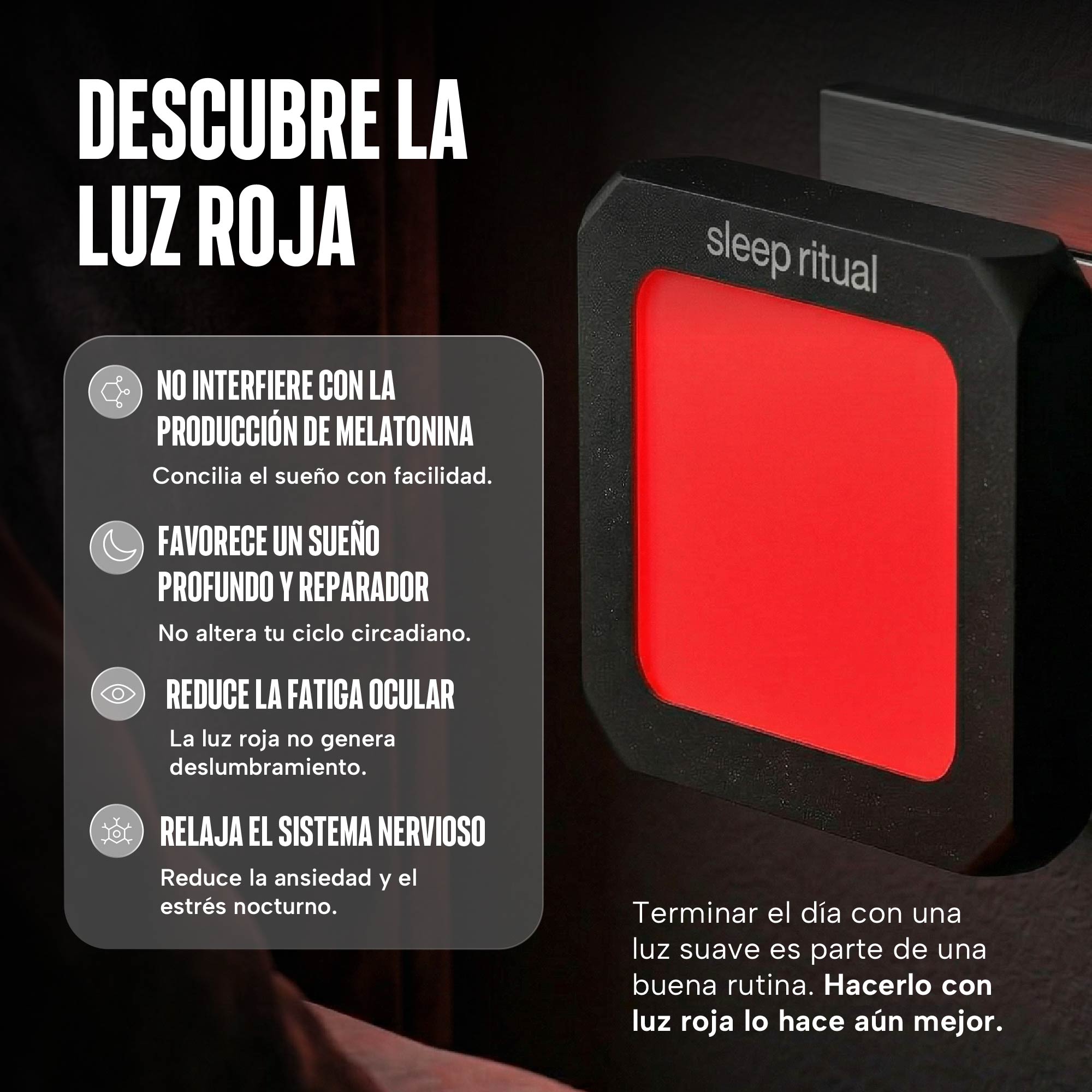 Luz roja nocturna para dormir - Sleep Ritual