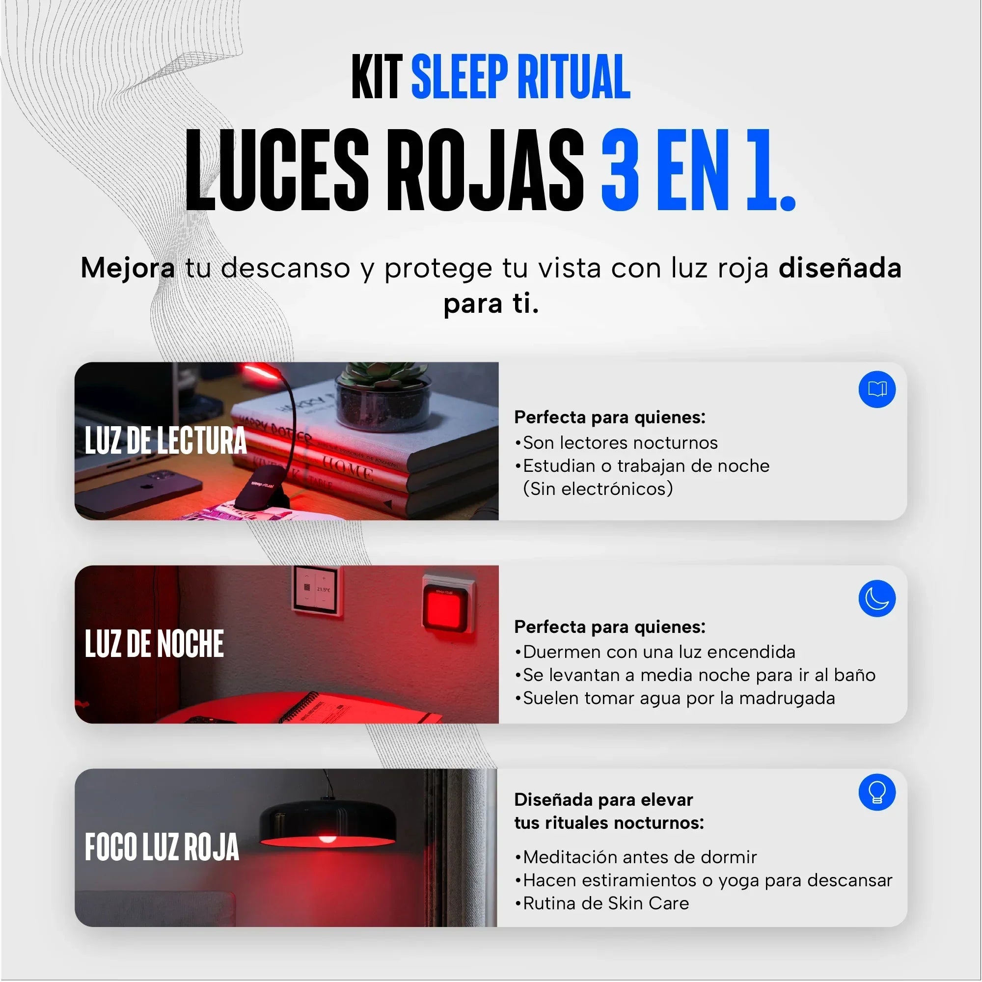 Kit de luz roja 3 en 1